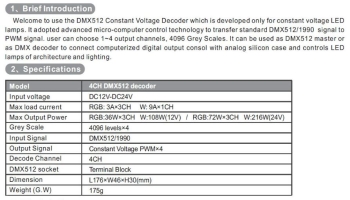 LTECH BC-834 LED DMX512 Controller Decoder Streifen 4 Kanal RGBW PWM Dimmer
